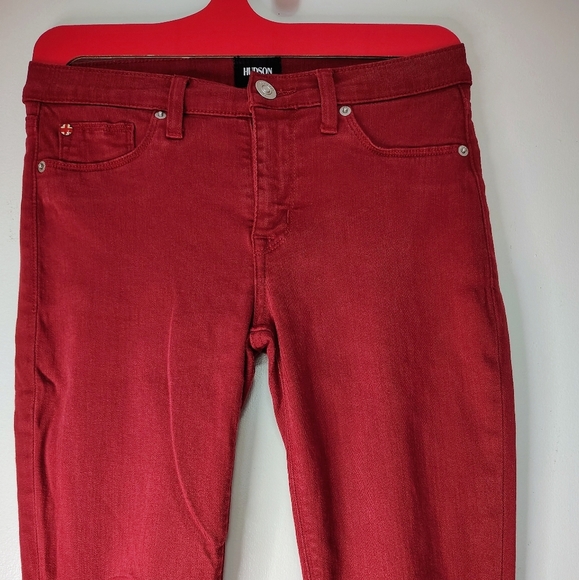 Hudson women's Krista ankle skinny jeans, ripped, distressed red,stretch, sz 27. - Picture 16 of 16